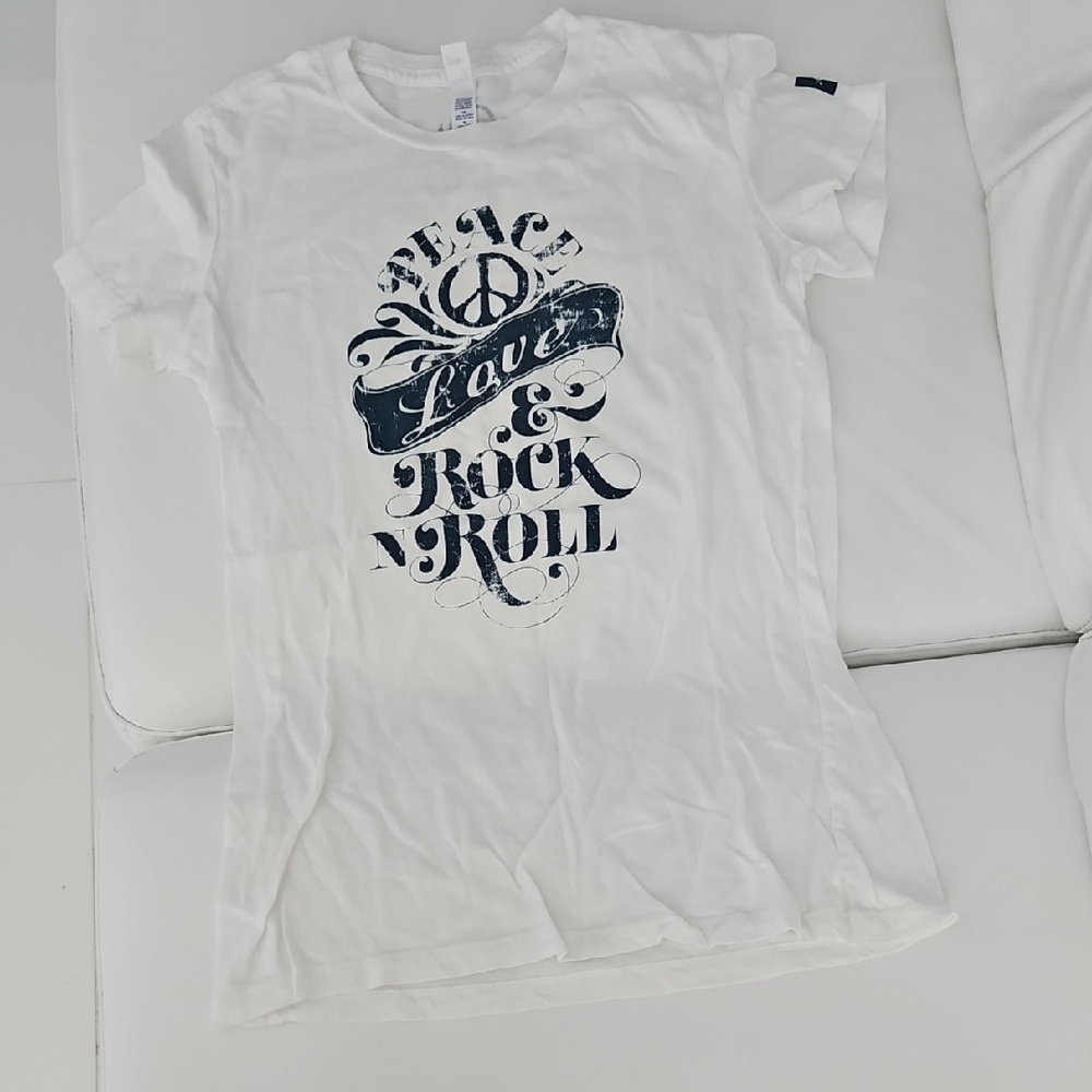 Two Old Hippies Peace Love & Rock 'N Roll  T-Shirt - White